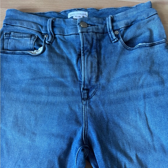 GOOD AMERICAN Good Legs Distressed Straight Jeans Women's Size 8 Blue GSBP941CET - Picture 2 of 9